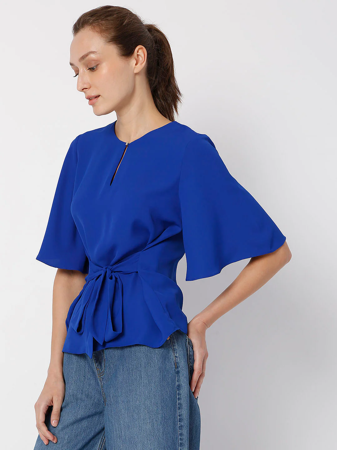 Blue Flared Sleeves Top - Image 3