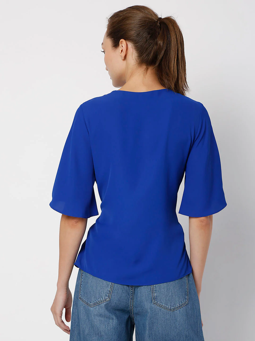 Blue Flared Sleeves Top - Image 4