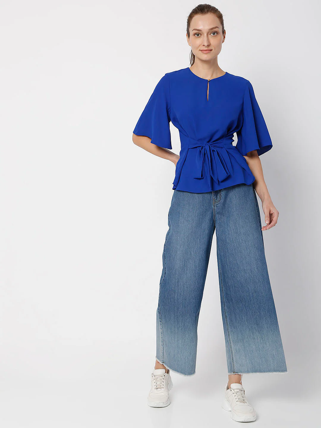 Blue Flared Sleeves Top - Image 5