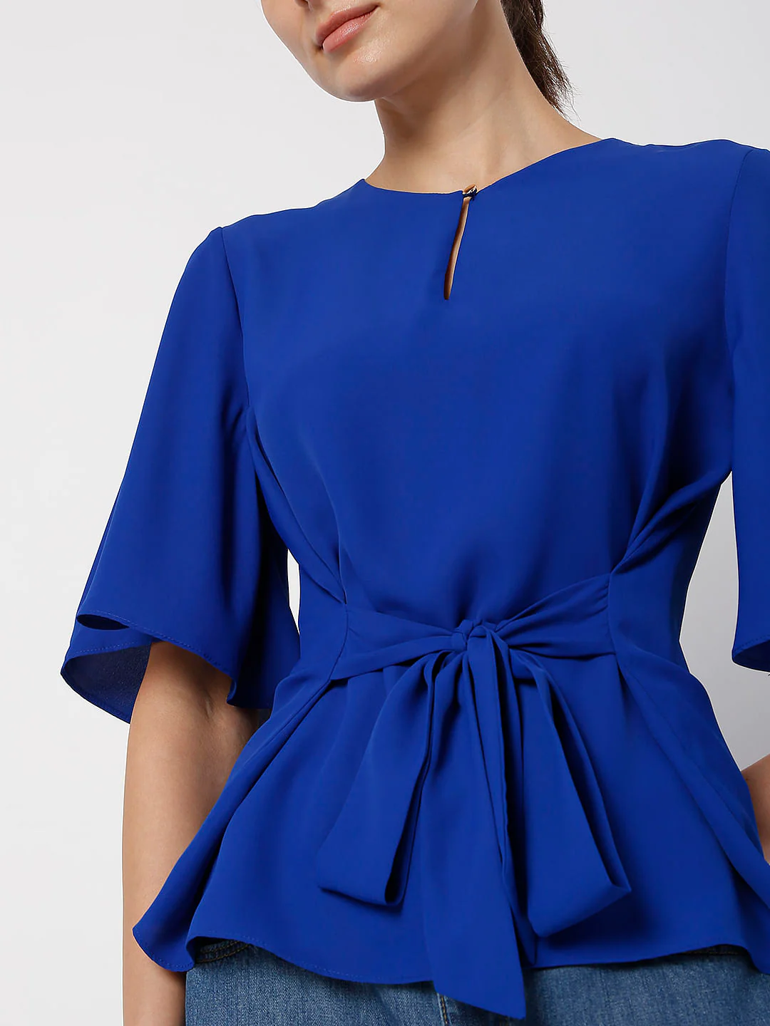 Blue Flared Sleeves Top - Image 6