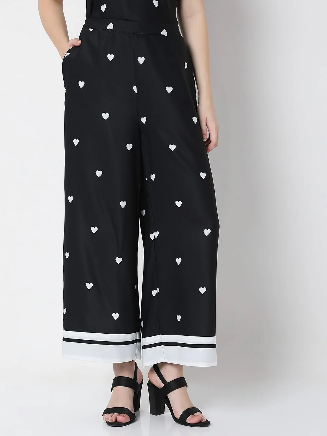 Black Heart Print Co-Ord Pants - Image 2