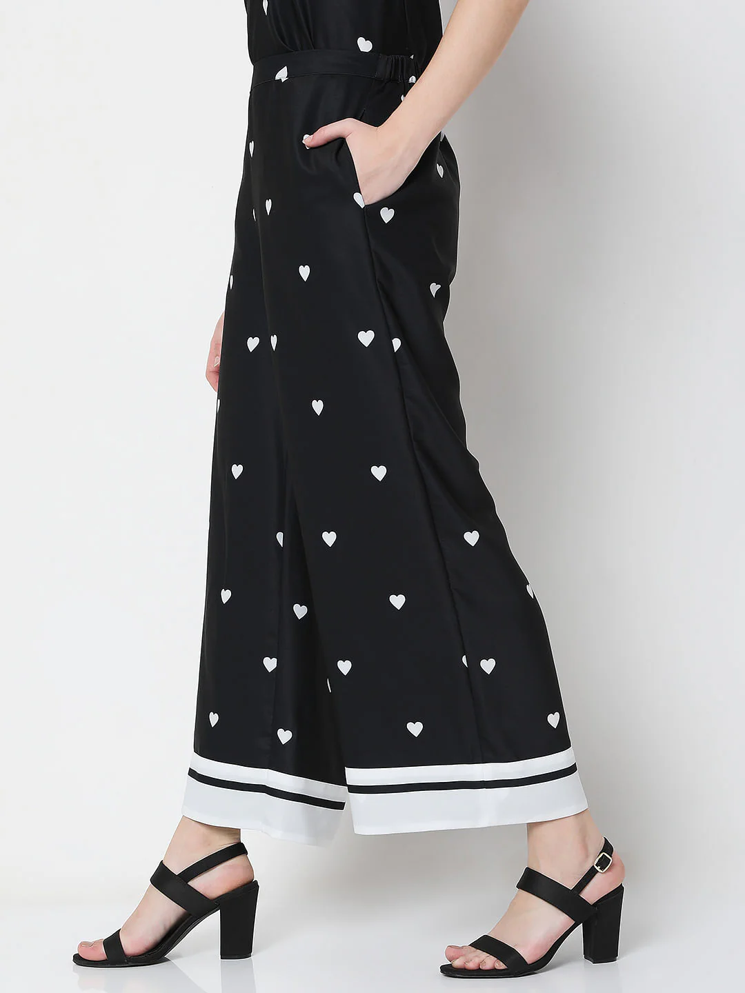 Black Heart Print Co-Ord Pants - Image 3