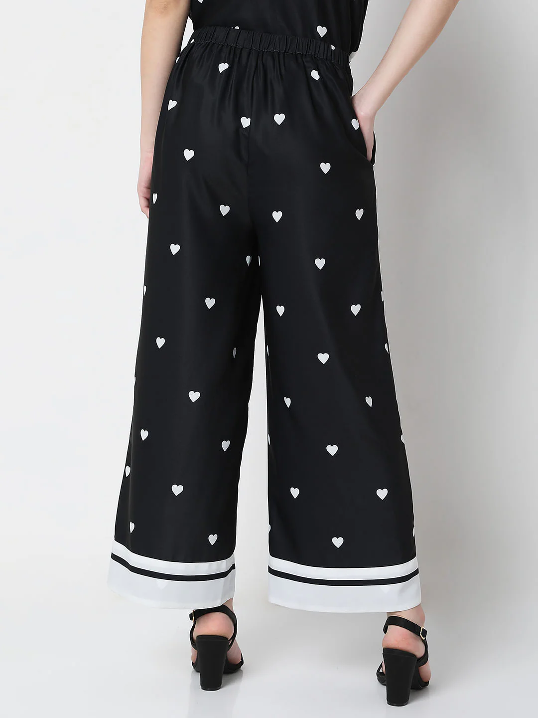 Black Heart Print Co-Ord Pants - Image 4