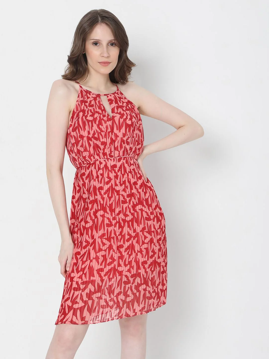 Pink Floral Halter Neck Mini Dress - Image 2