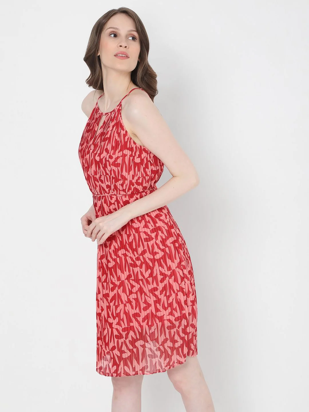 Pink Floral Halter Neck Mini Dress - Image 3