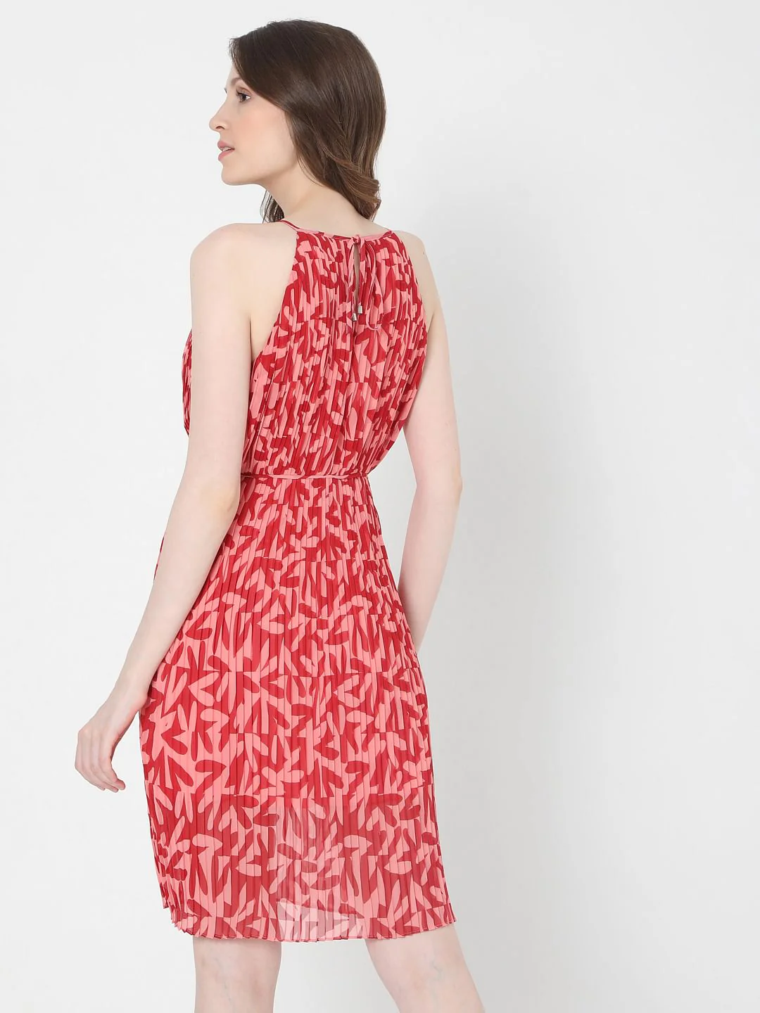Pink Floral Halter Neck Mini Dress - Image 4