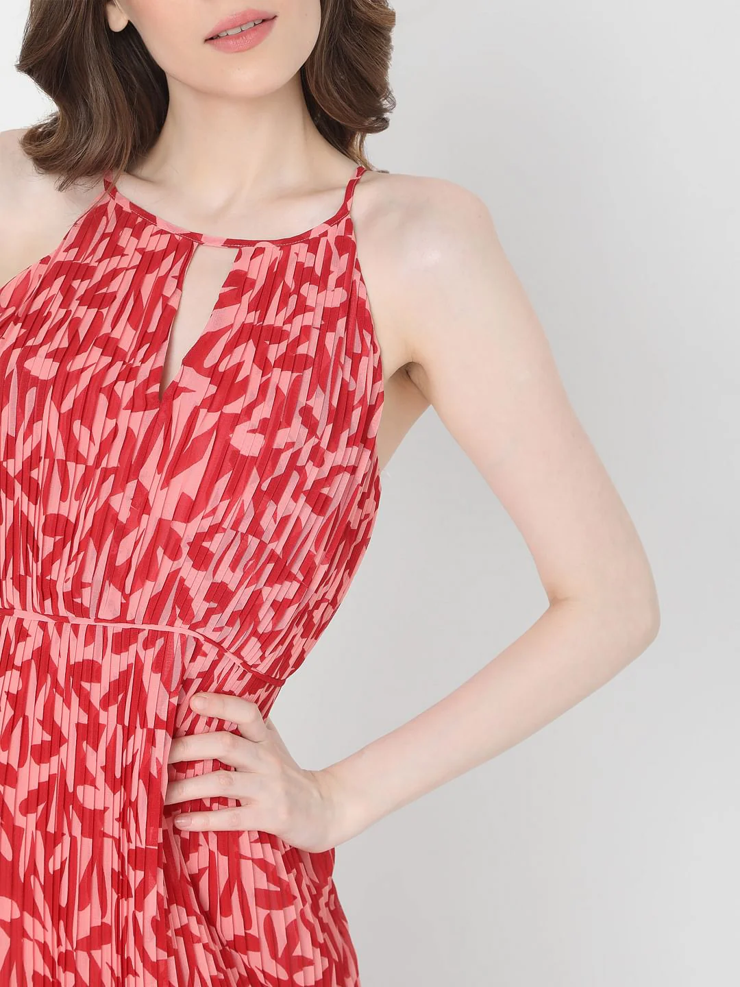Pink Floral Halter Neck Mini Dress - Image 6