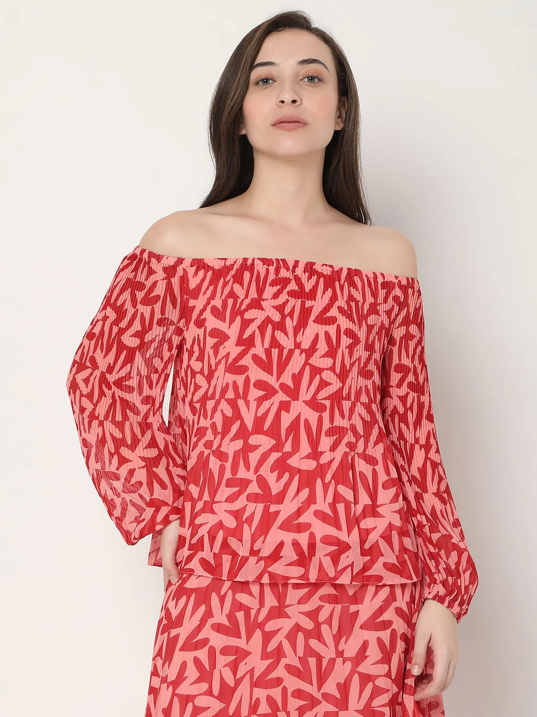 Red Off-Shoulder Co-Ord Top - Image 2