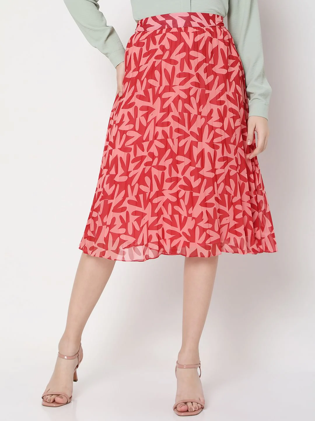 Pink High Rise Floral Midi Co-Ord Set Skirt - Image 2