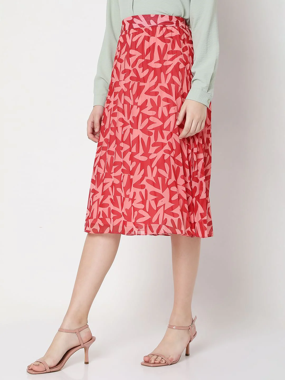 Pink High Rise Floral Midi Co-Ord Set Skirt - Image 3