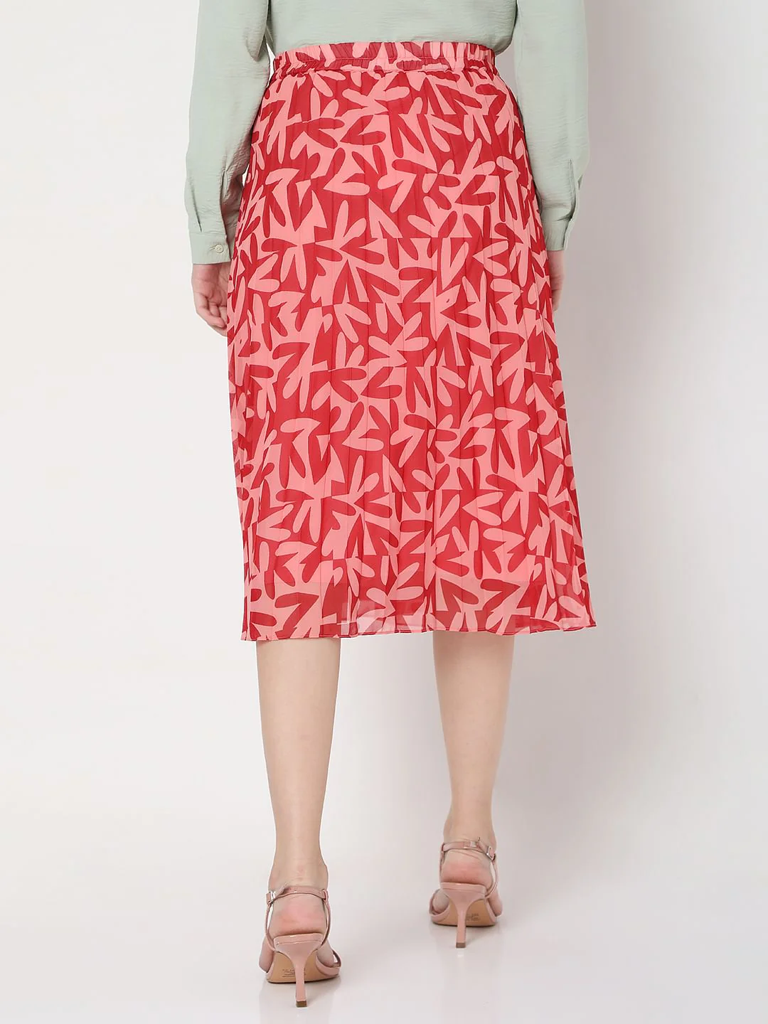 Pink High Rise Floral Midi Co-Ord Set Skirt - Image 4