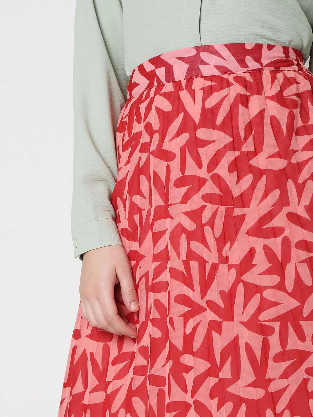 Pink High Rise Floral Midi Co-Ord Set Skirt - Image 5