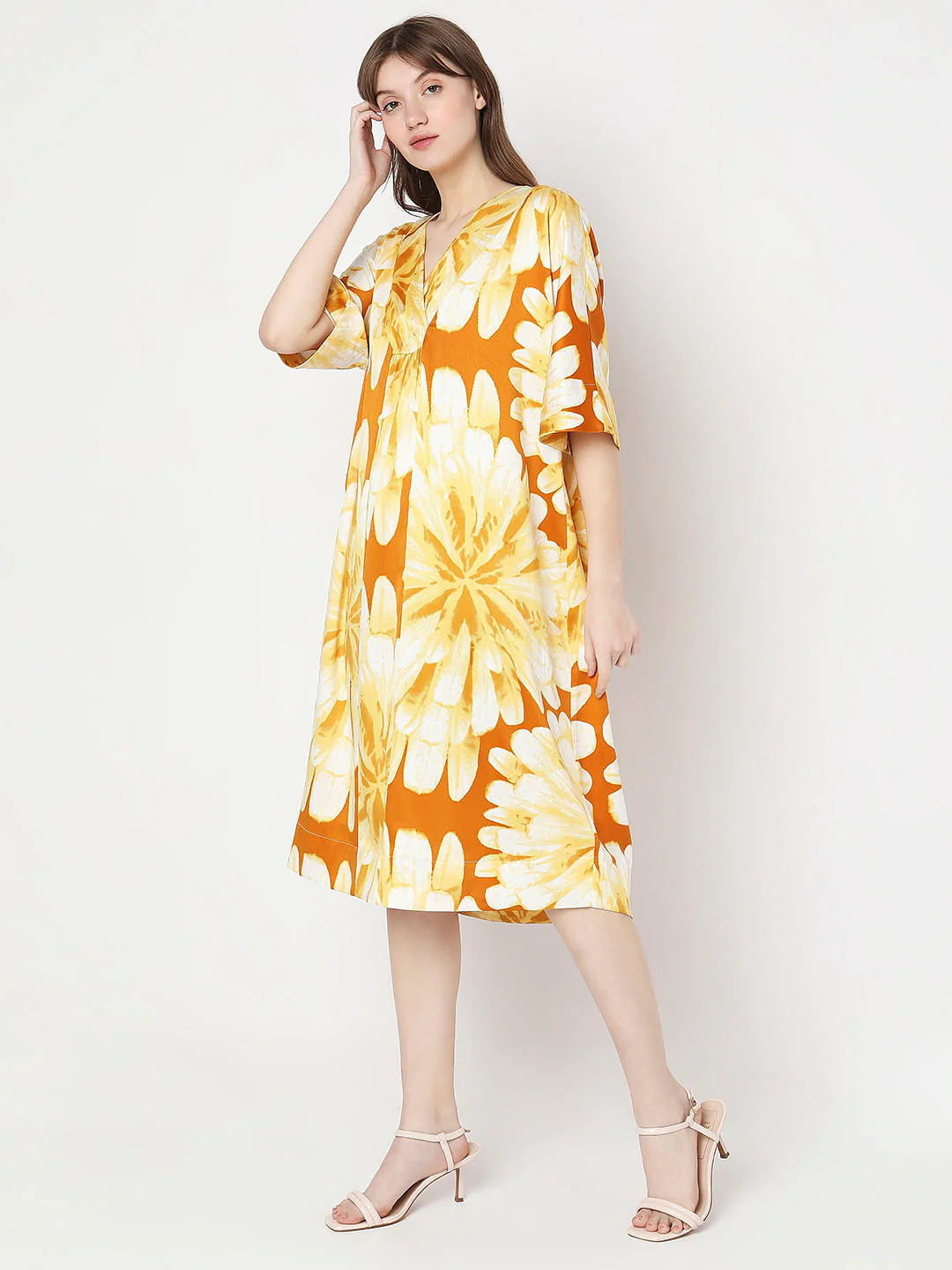 Yellow Floral Shift Dress - Image 3