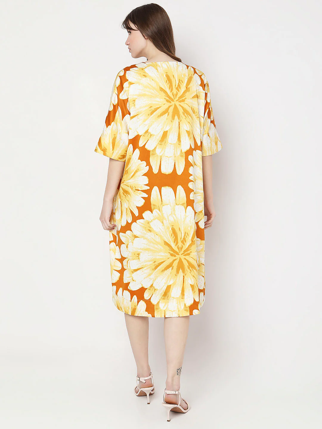 Yellow Floral Shift Dress - Image 4