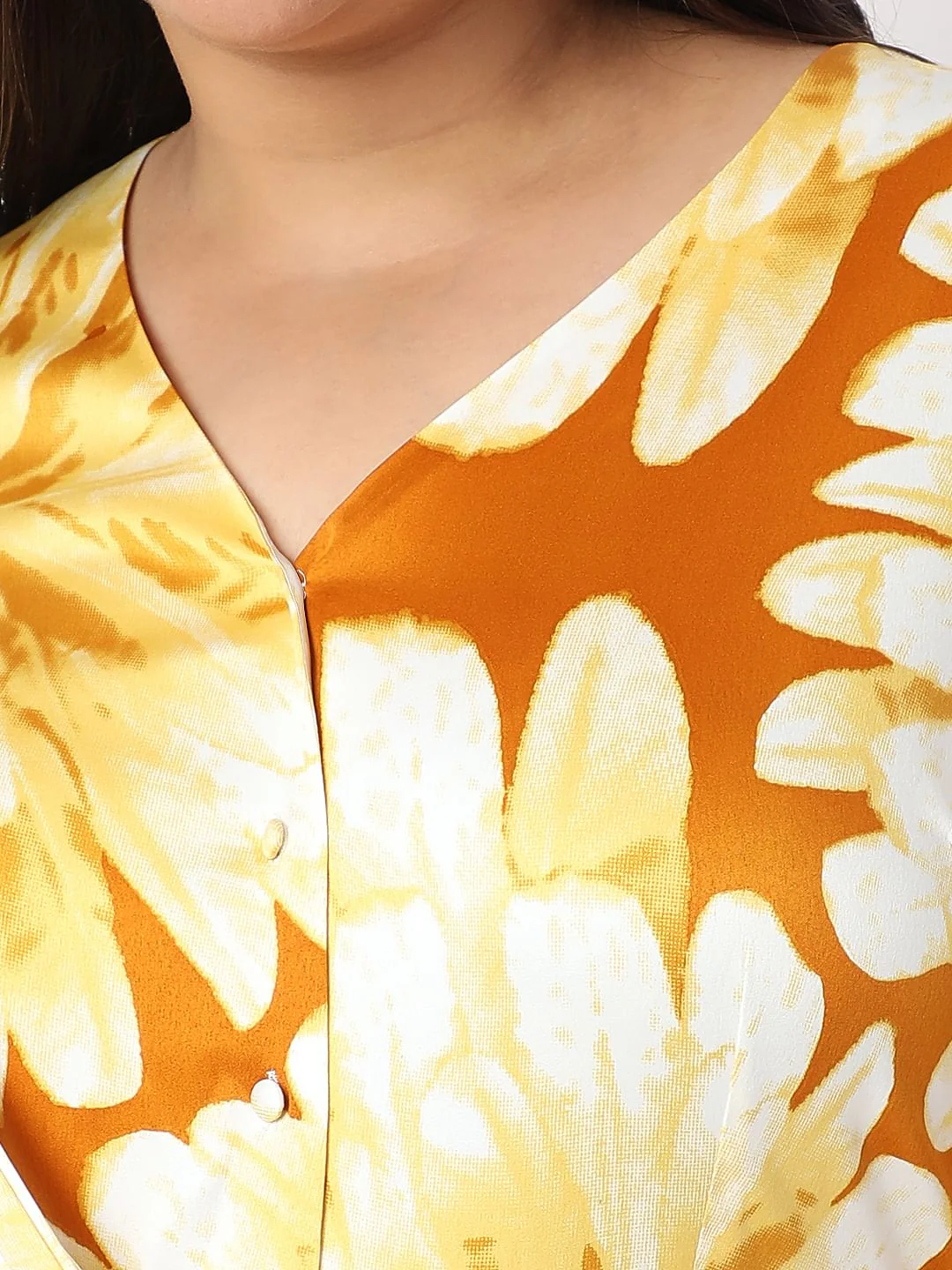 Curve Yellow Floral Print Midi Dress - Image 7