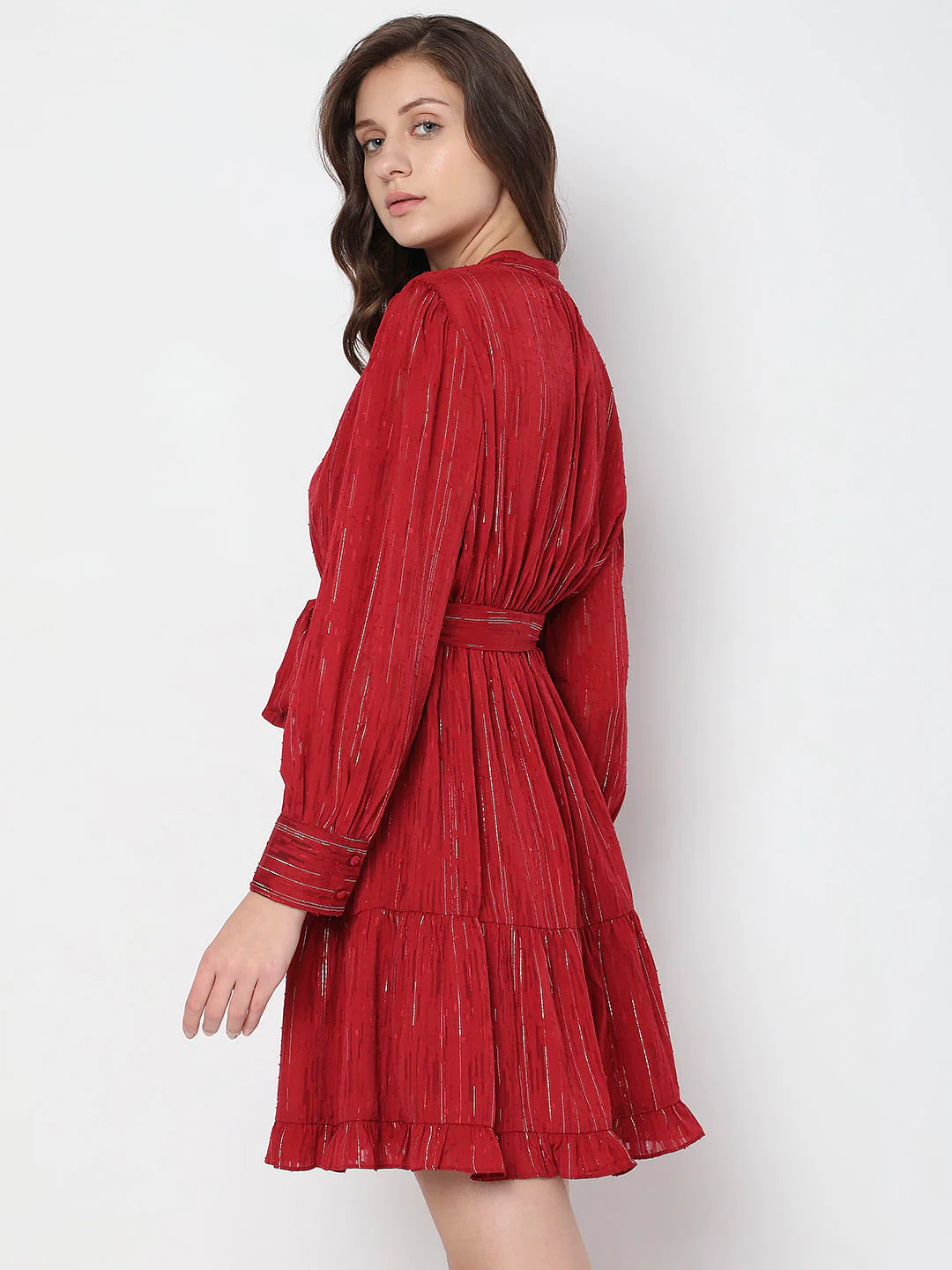 Red Striped Fit & Flare Dress - Image 4