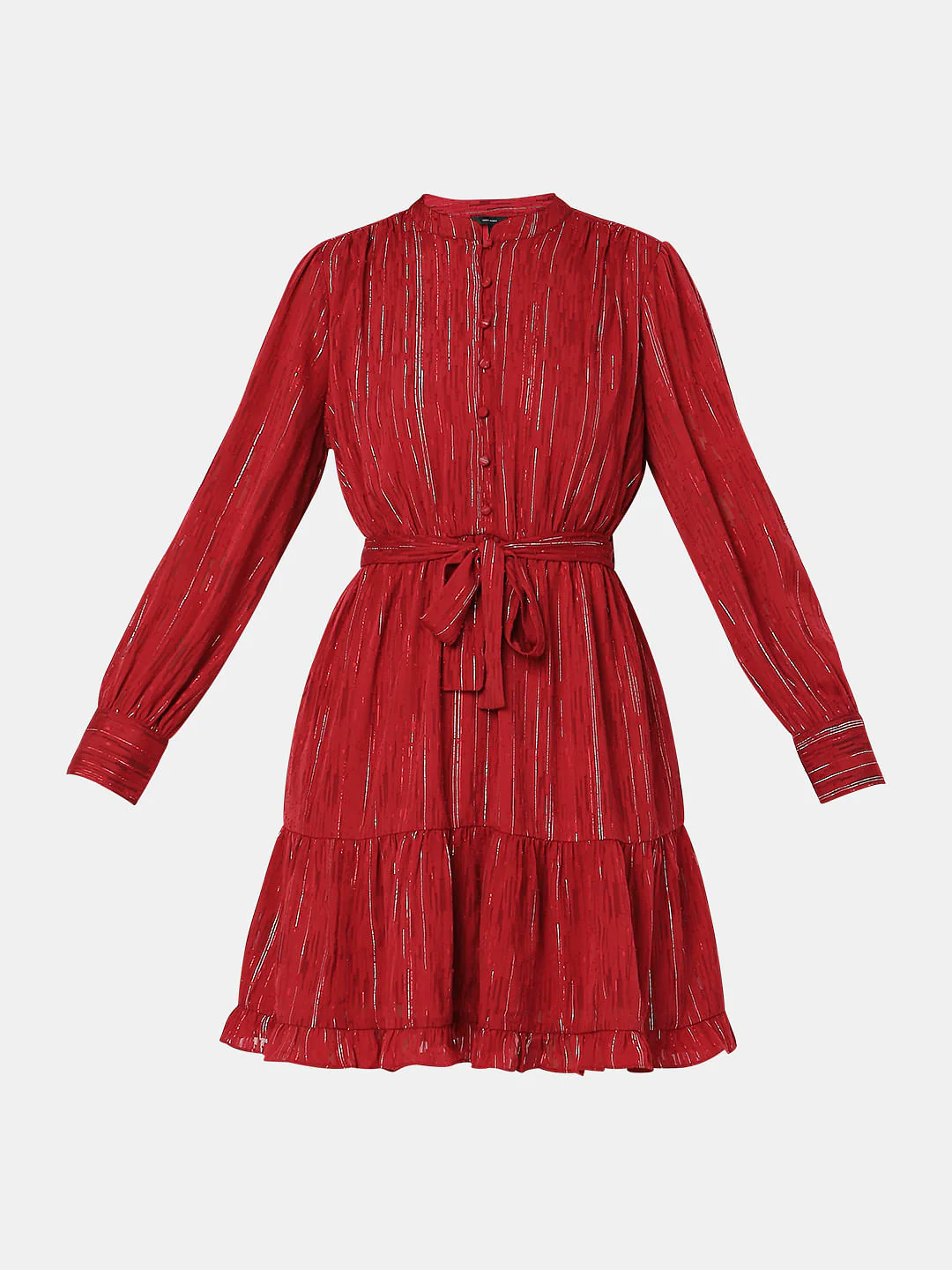 Red Striped Fit & Flare Dress - Image 7