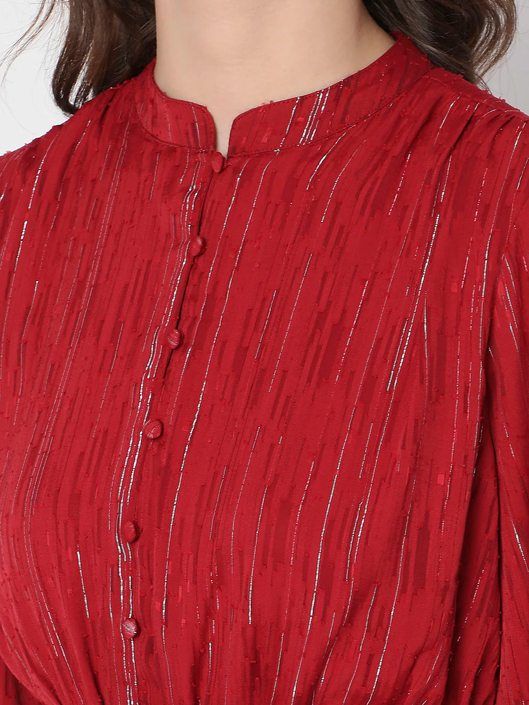 Red Striped Fit & Flare Dress - Image 8
