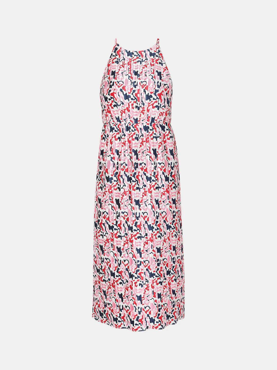 White Pleated Printed Midi Dress - Image 6