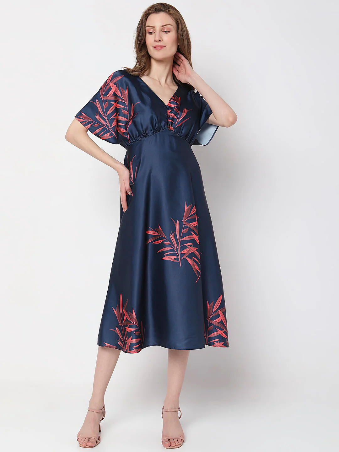 Dark Blue Kimono Midi Dress - Image 2