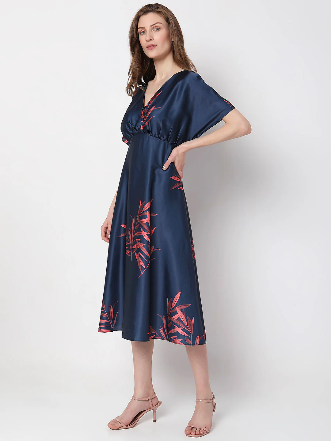 Dark Blue Kimono Midi Dress - Image 3