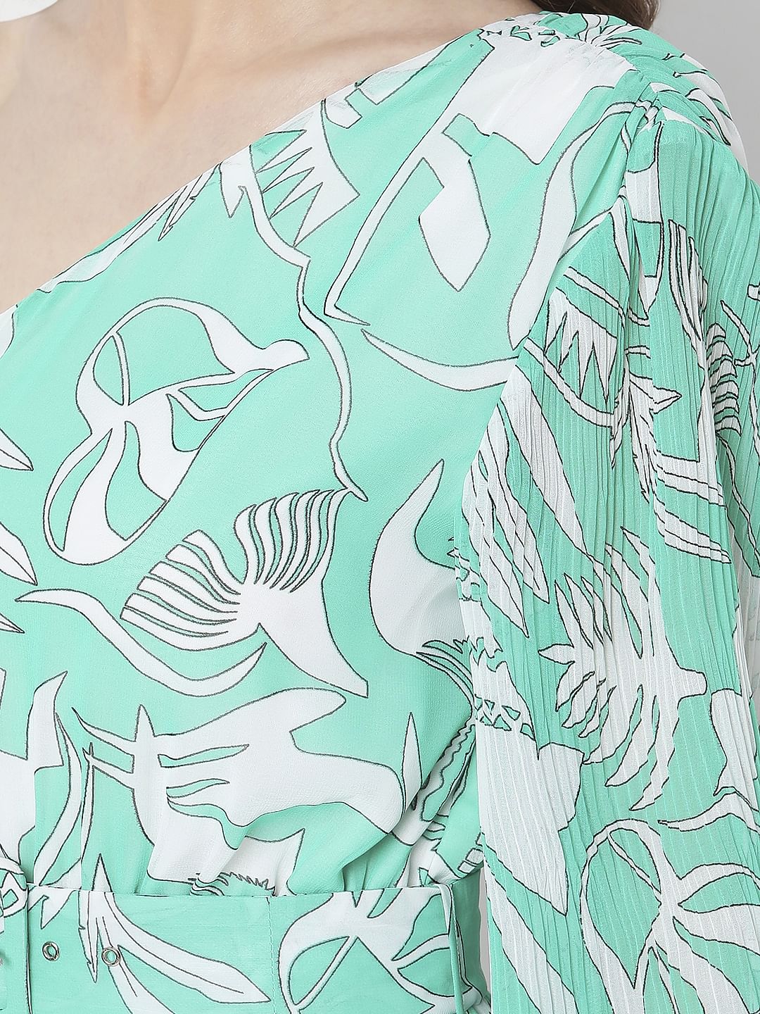 Blue Floral One-Shoulder Jumpsuit - Image 7