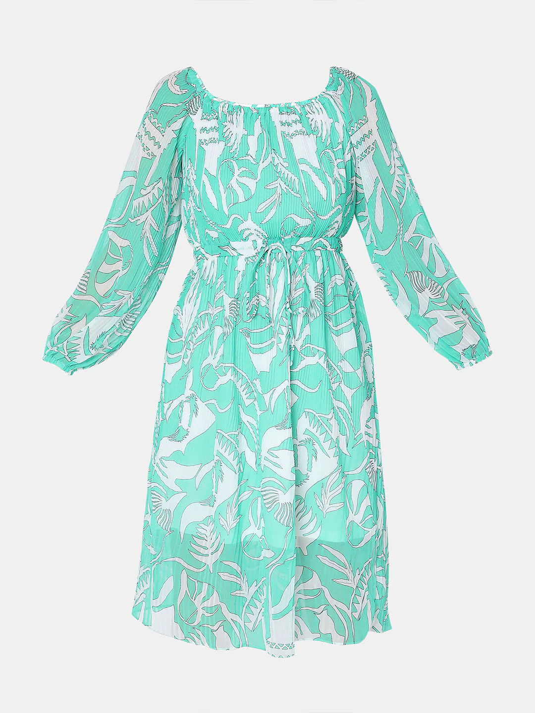 Blue Floral Pleated Shift Dress - Image 6