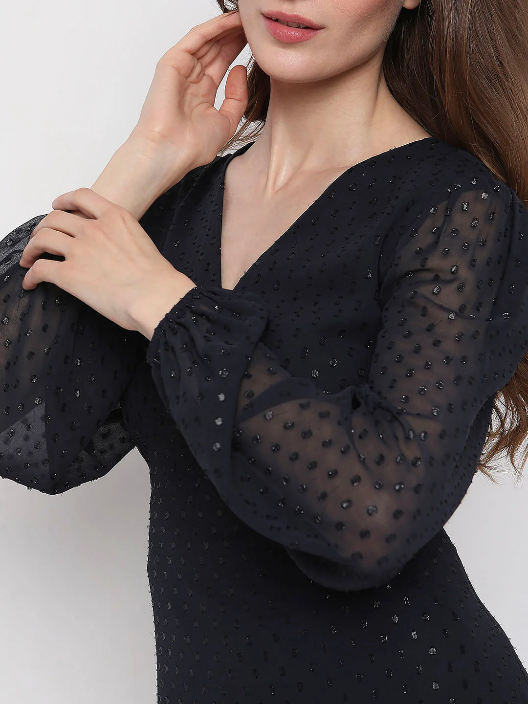 Dark Navy Textured Midi Dress - Image 6