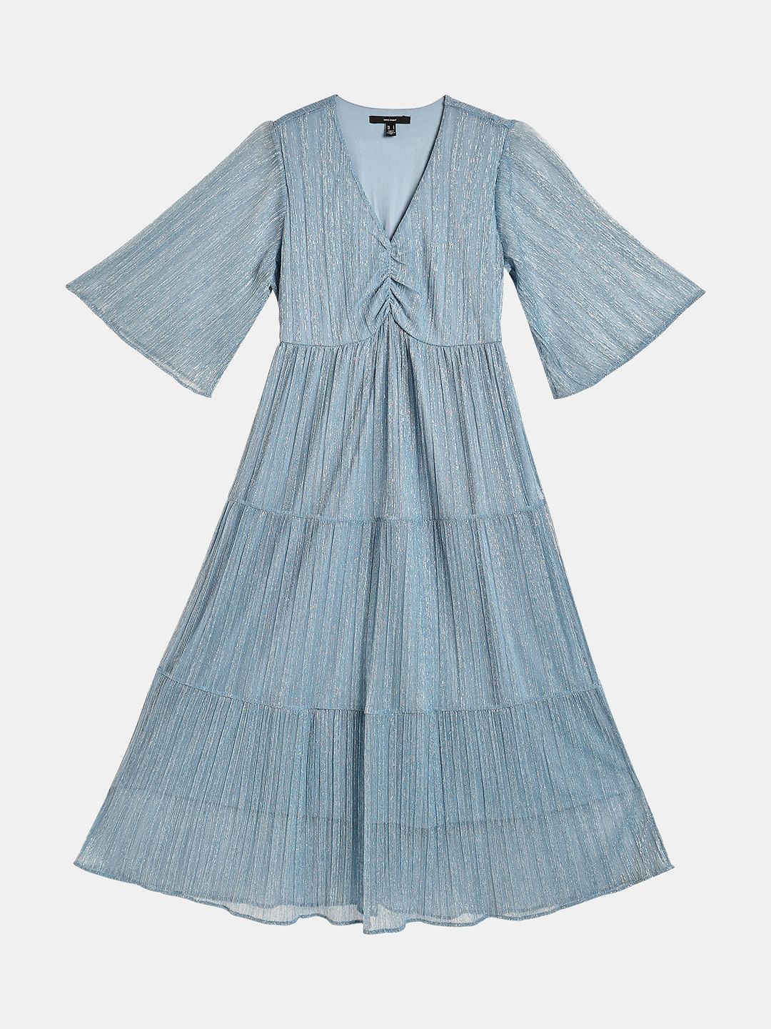 Blue Lurex Tiered Dress - Image 6