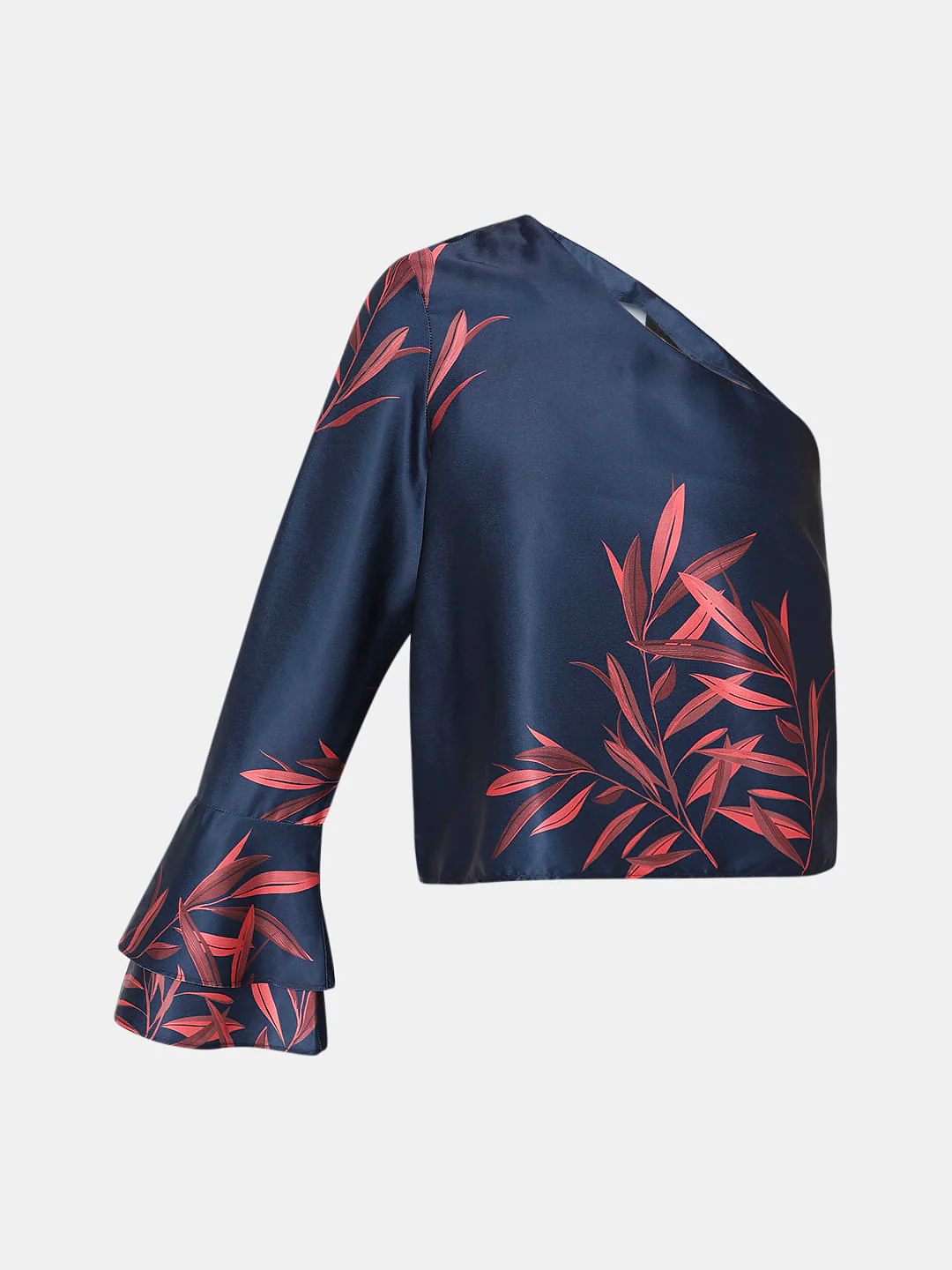 Navy Blue Printed One-Shoulder Co-Ord Set Top - Image 7