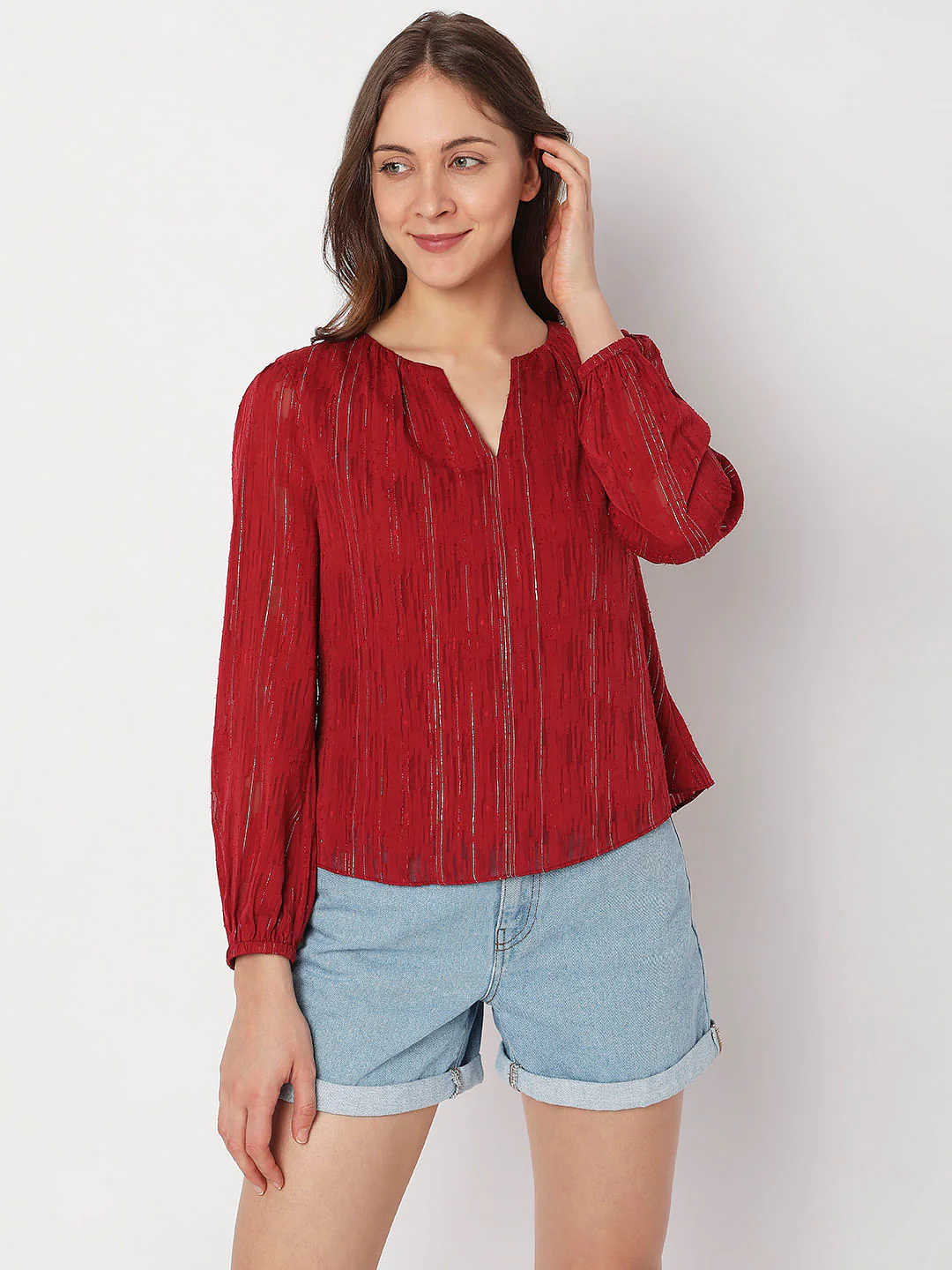 Brick Red Textured Top - Image 2