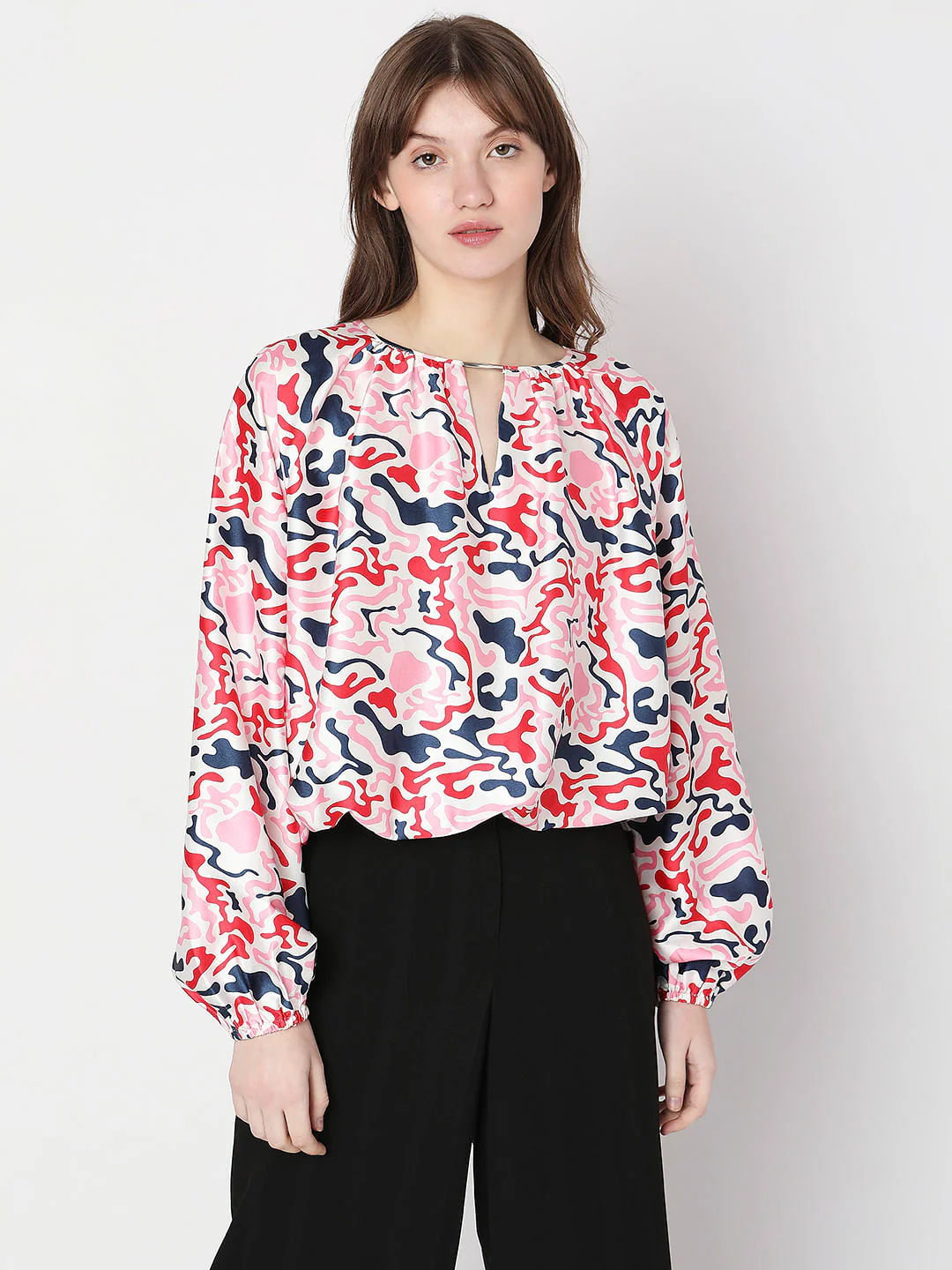 White Abstract Print Top - Image 2