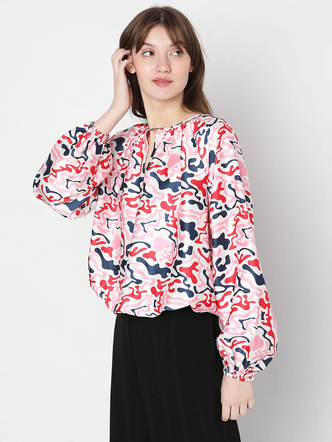 White Abstract Print Top - Image 3