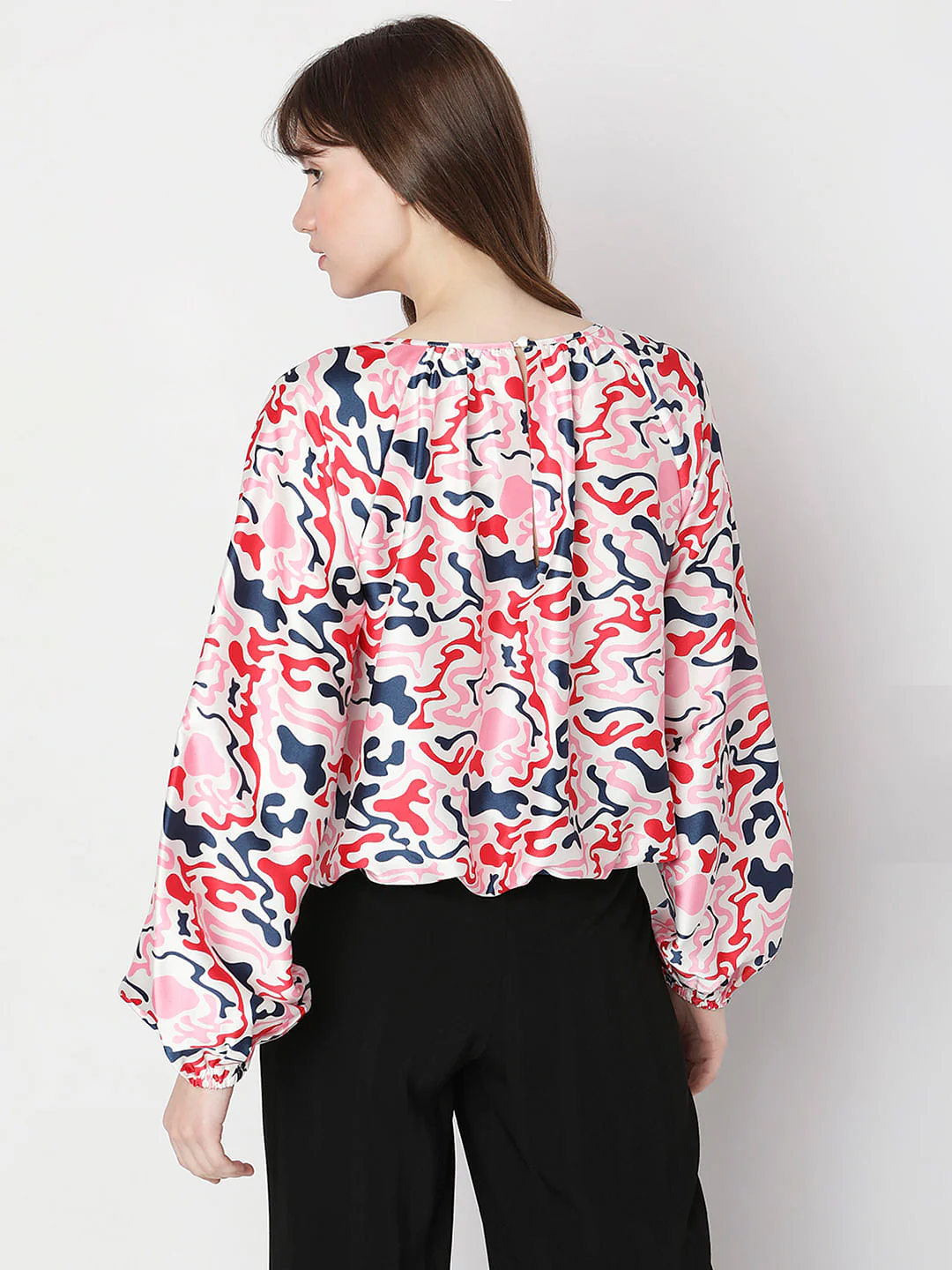 White Abstract Print Top - Image 4