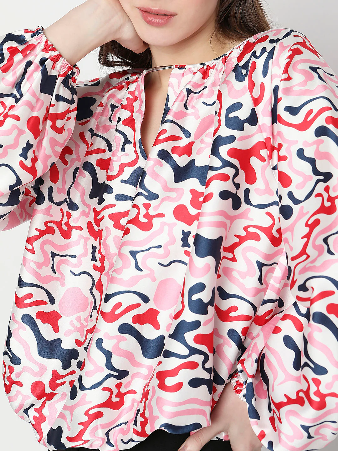 White Abstract Print Top - Image 6