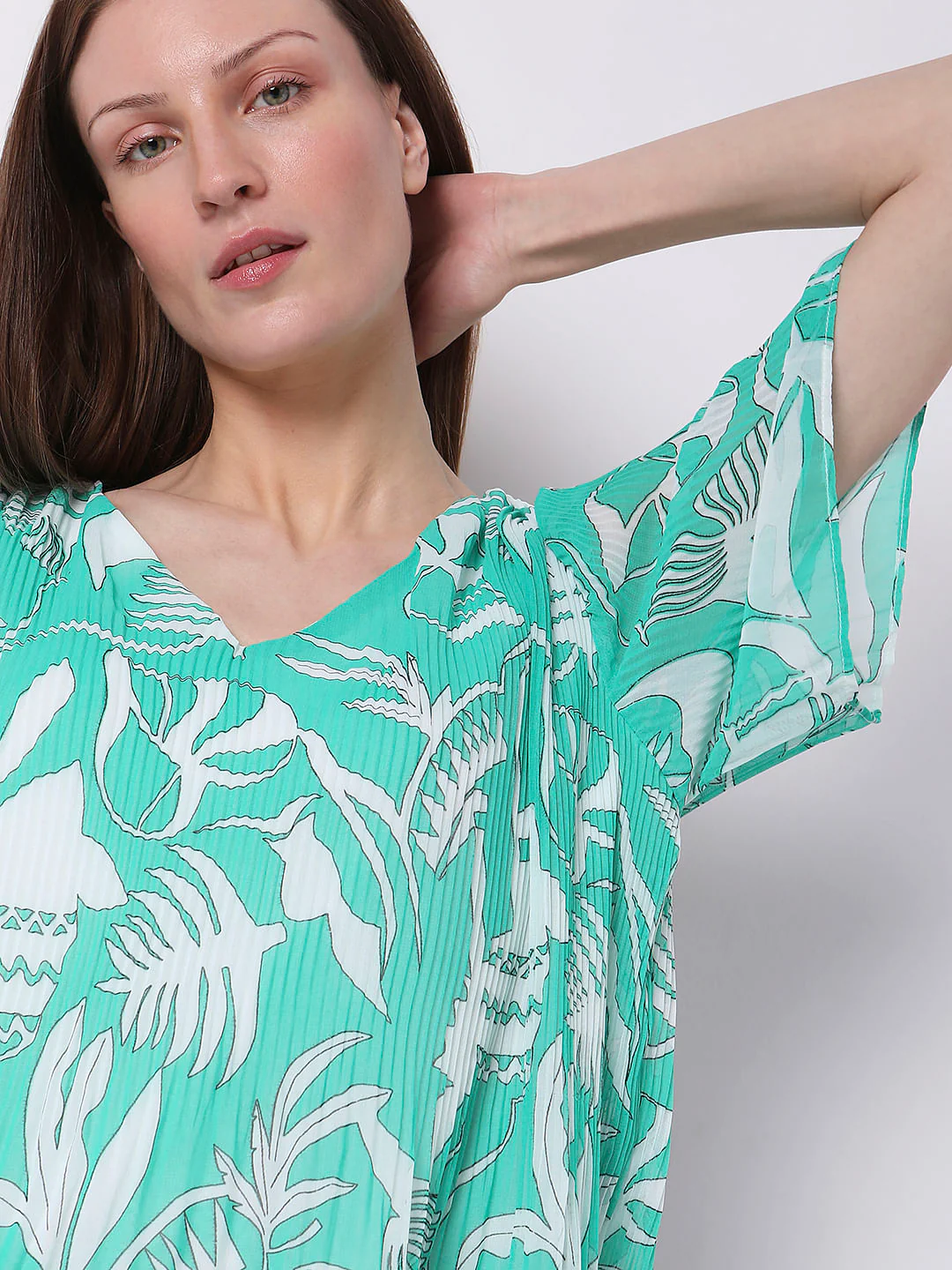 Blue Floral Pleated Top - Image 6