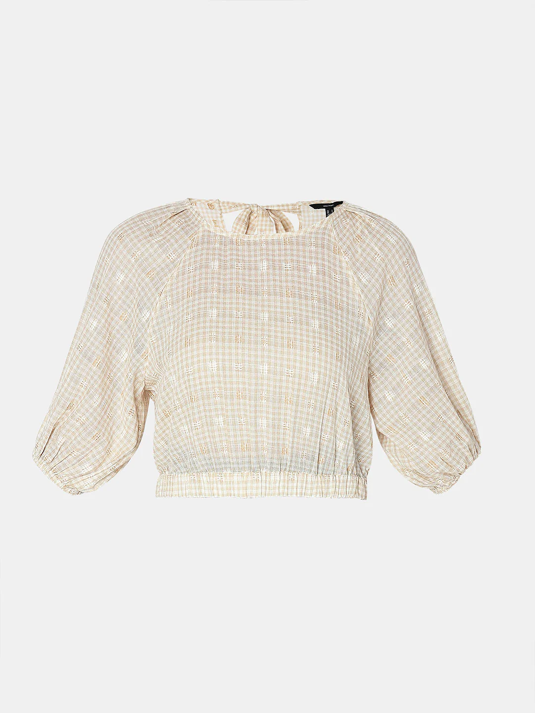 Beige Check Cropped Co-Ord Set Top - Image 7