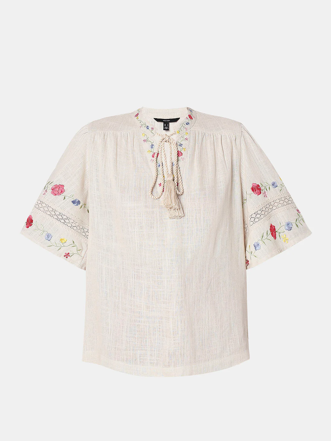 Beige Floral Embroidered Top - Image 7