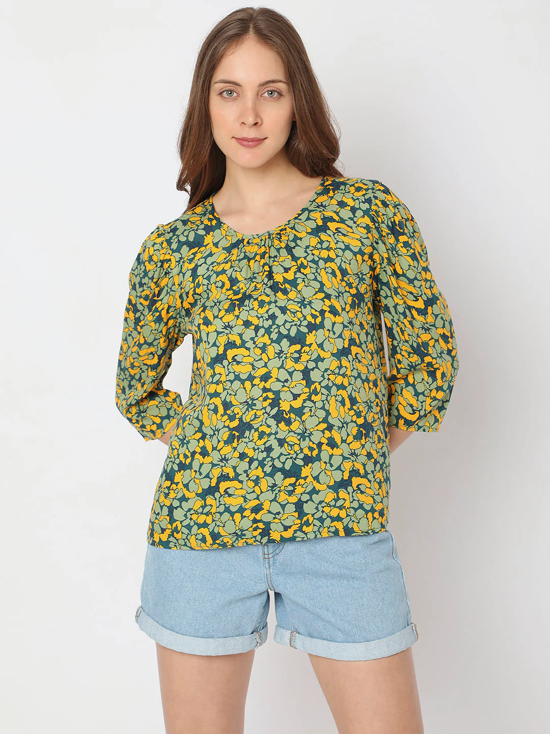 Green Floral Printed Top - Image 2