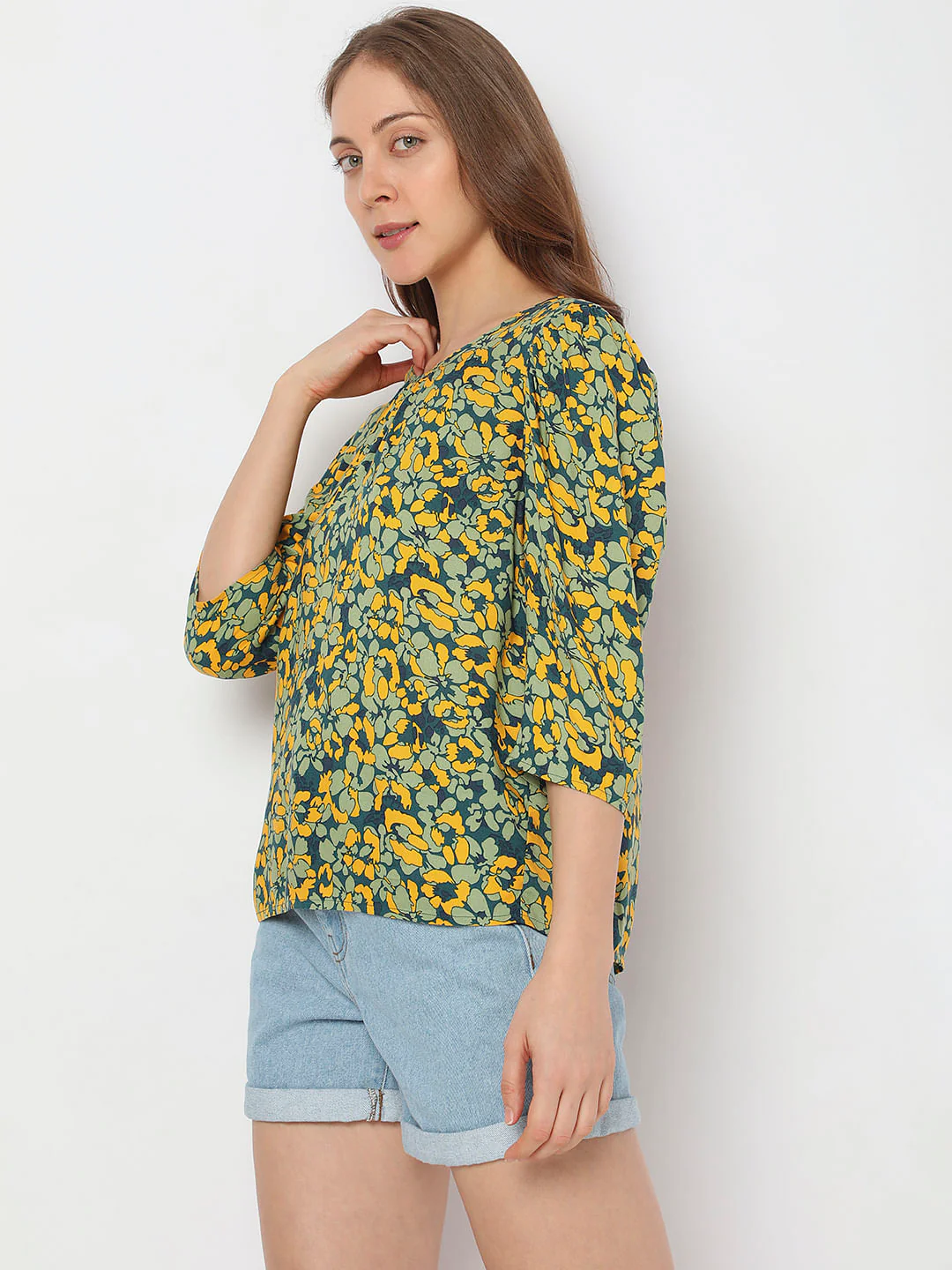 Green Floral Printed Top - Image 3