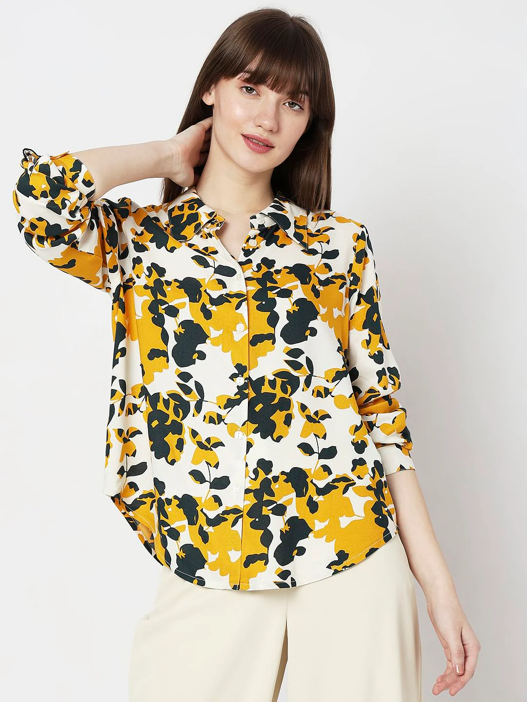 Yellow Floral Print Shirt - Image 2