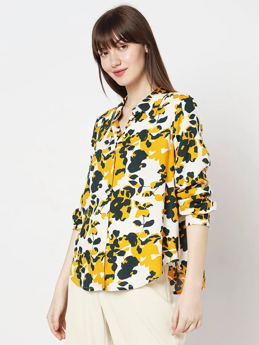 Yellow Floral Print Shirt - Image 3