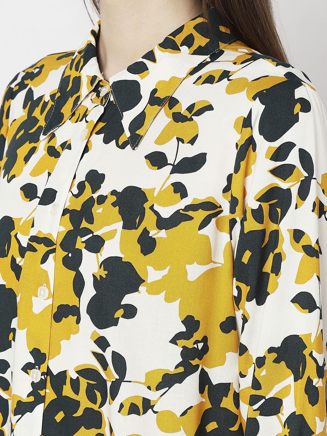 Yellow Floral Print Shirt - Image 8