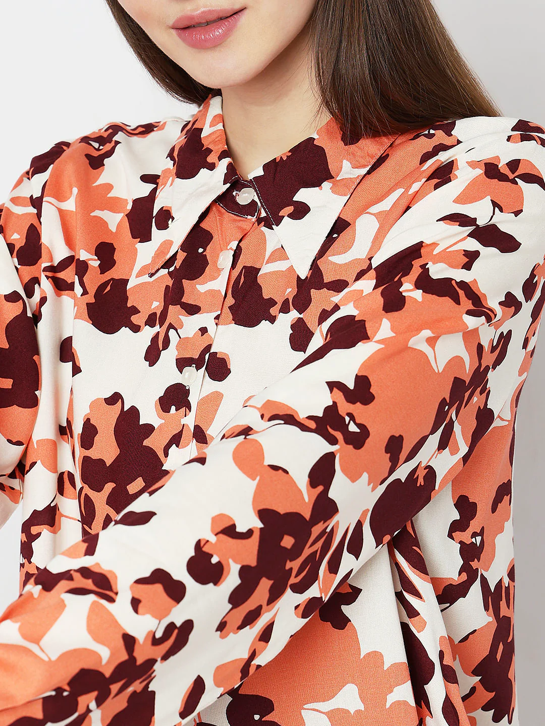 Brown Floral Print Shirt - Image 6