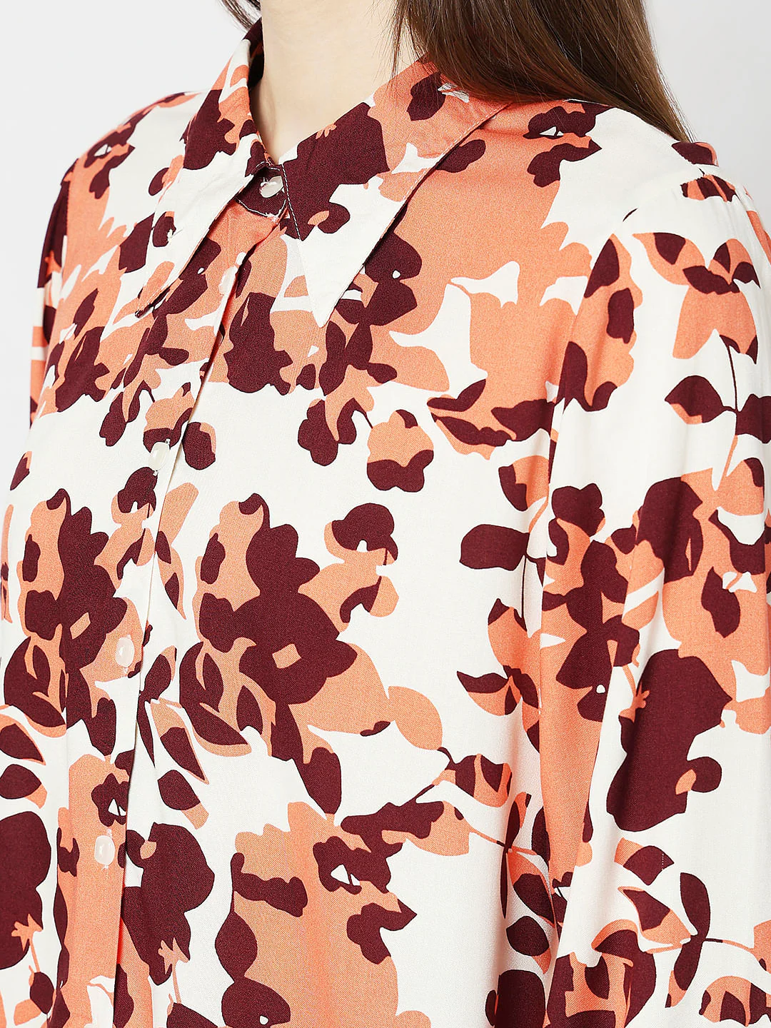 Brown Floral Print Shirt - Image 8