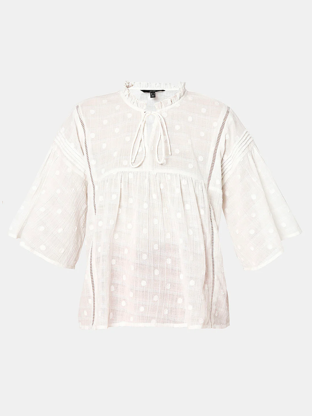 White Polka Dot Flared Top - Image 7