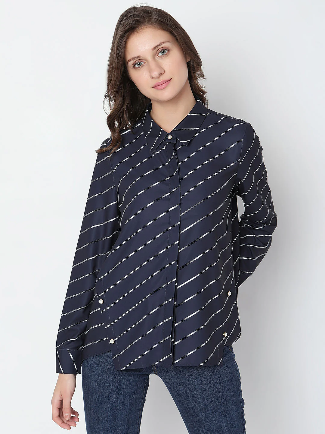 Navy Blue Printed Shirt - Image 2