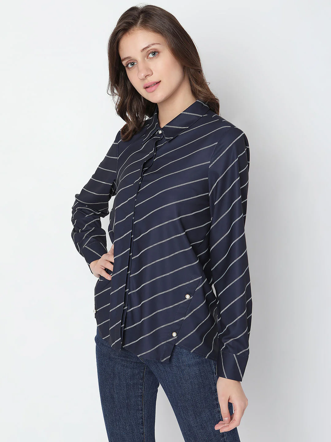 Navy Blue Printed Shirt - Image 3