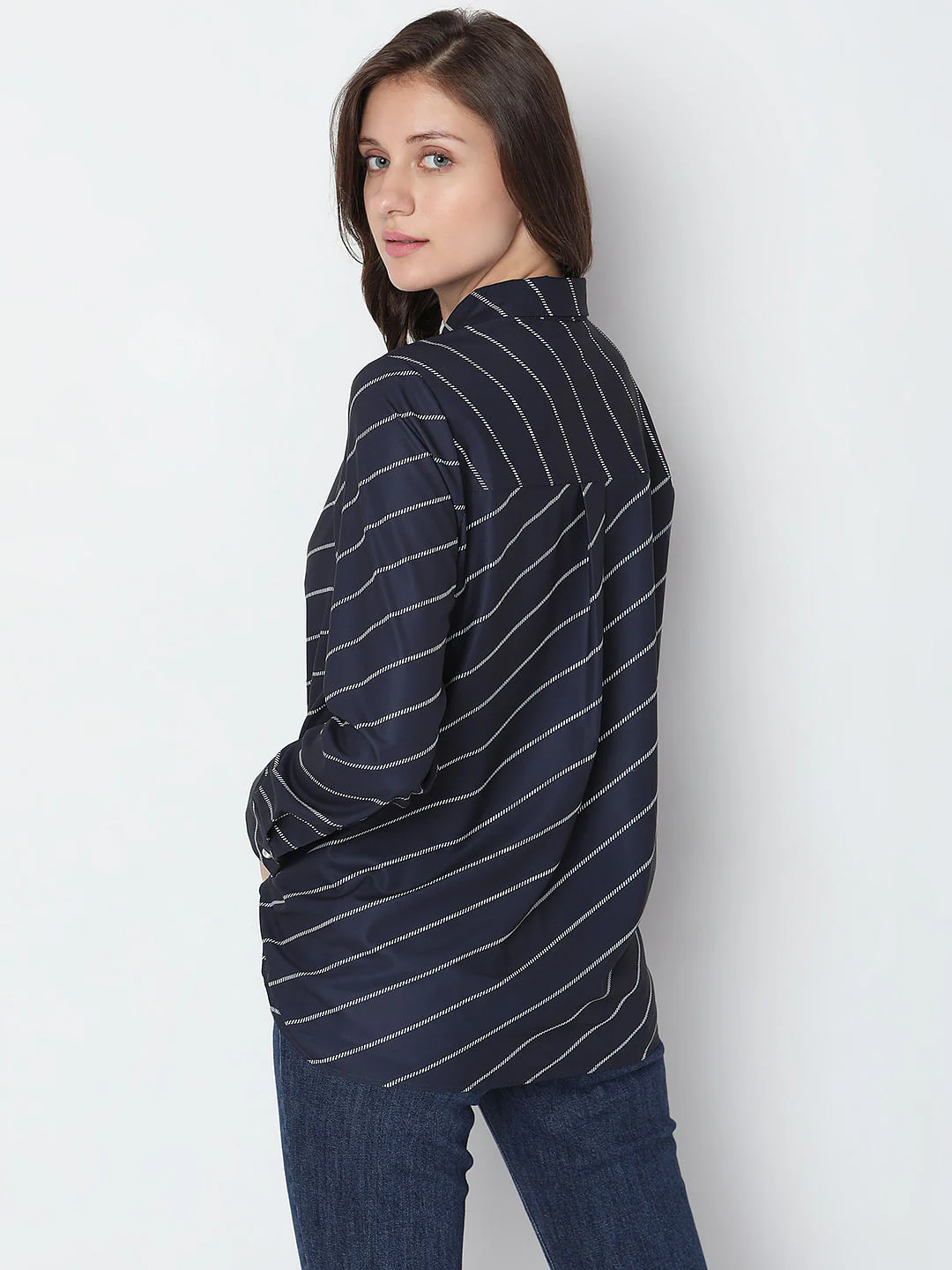 Navy Blue Printed Shirt - Image 4