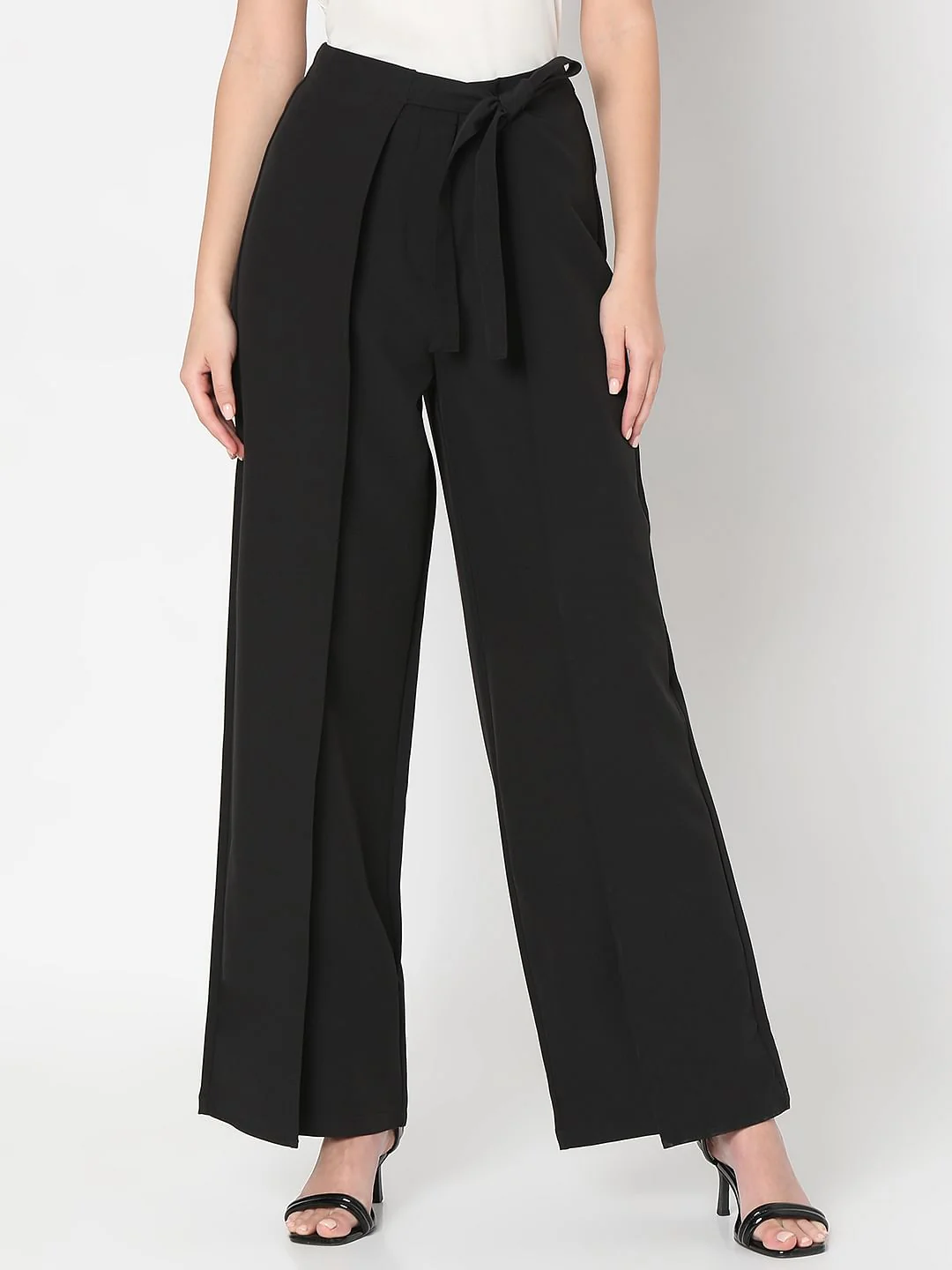 Black High Rise Wrap Pants - Image 2